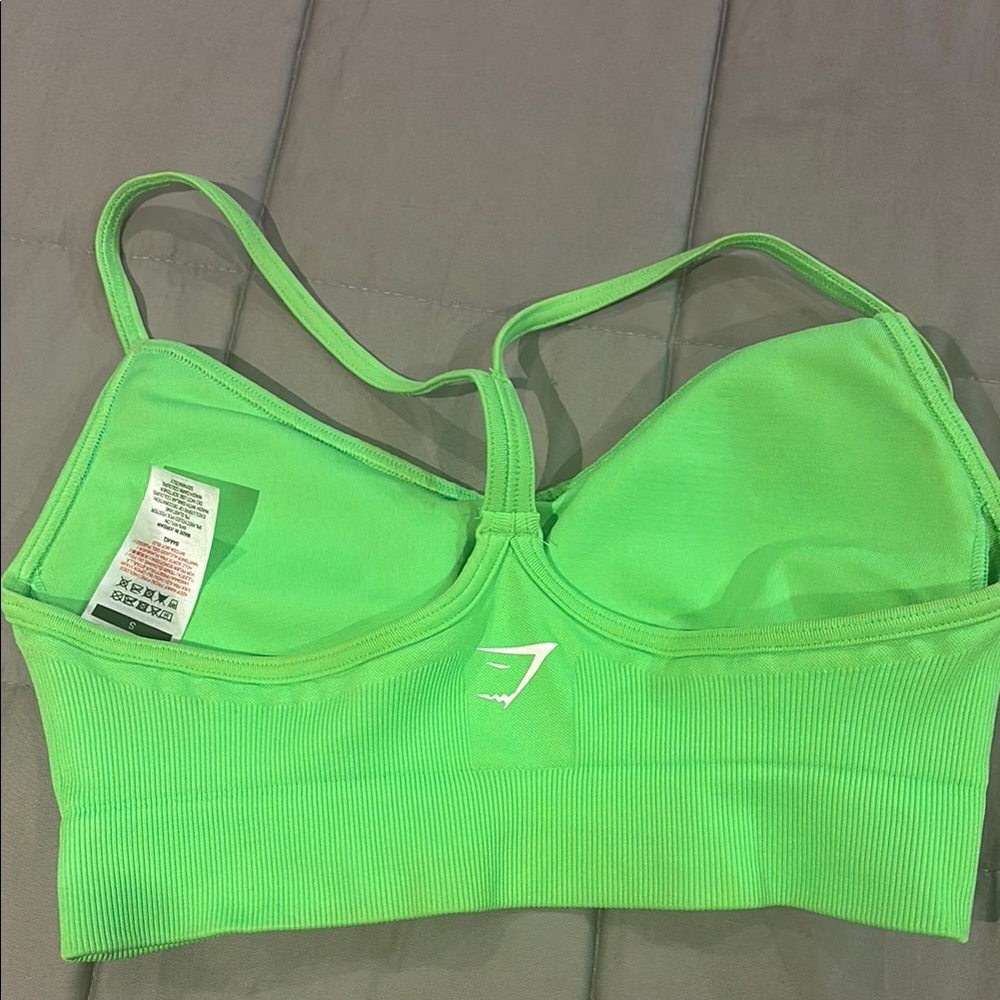Neon Green Supportive Sports Bra with V-Neck